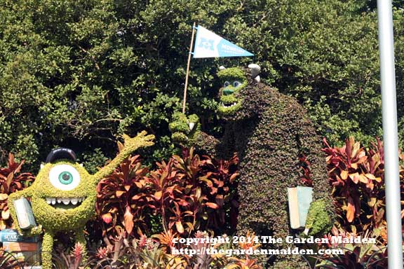 Monsters, Inc topiary. Epcot's International Flower and Garden Festival, 2014. May.  Image by The Garden Maiden, copyright 2014.